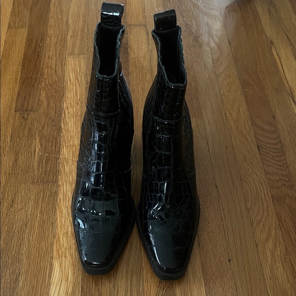 Tony Bianco Black Crocodile Pattern Ankle Boots - Picture 1 of 4